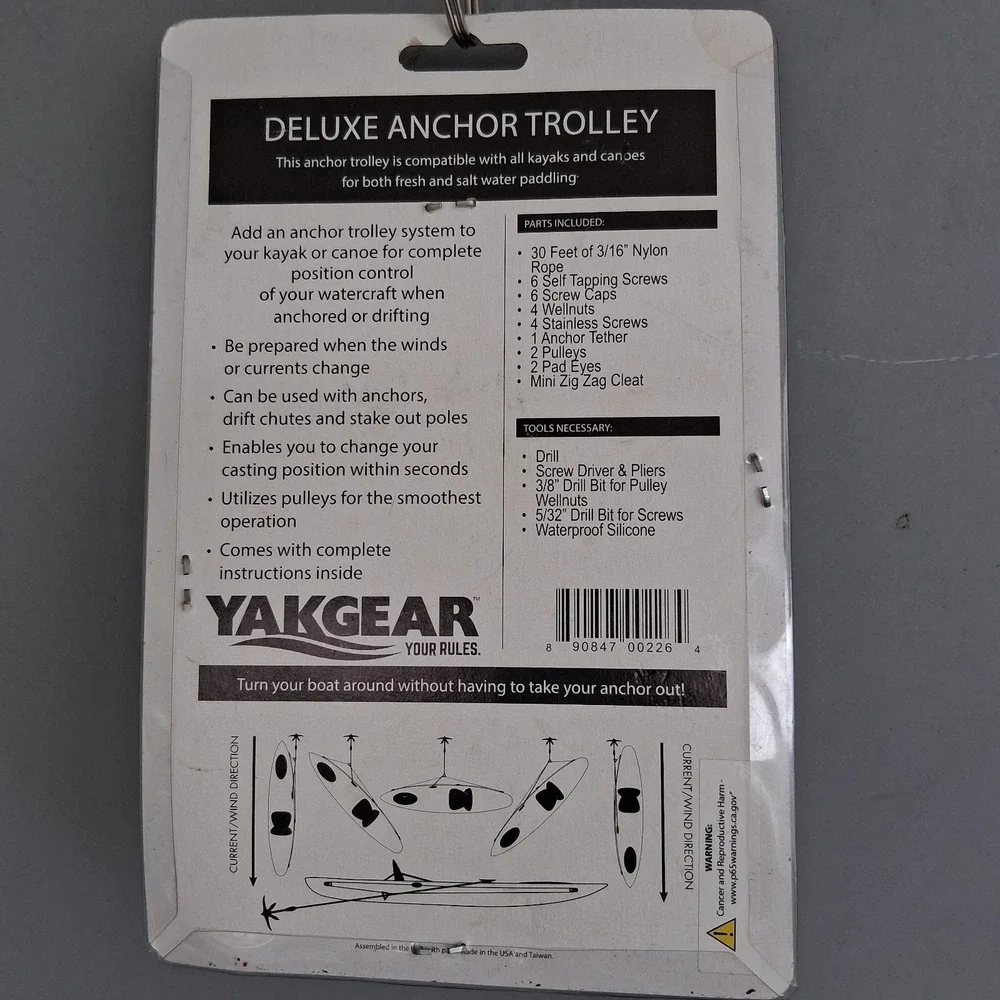 NIP YakGear Deluxe Anchor Trolley Kit utilizes Harken Pulleys smooth operation